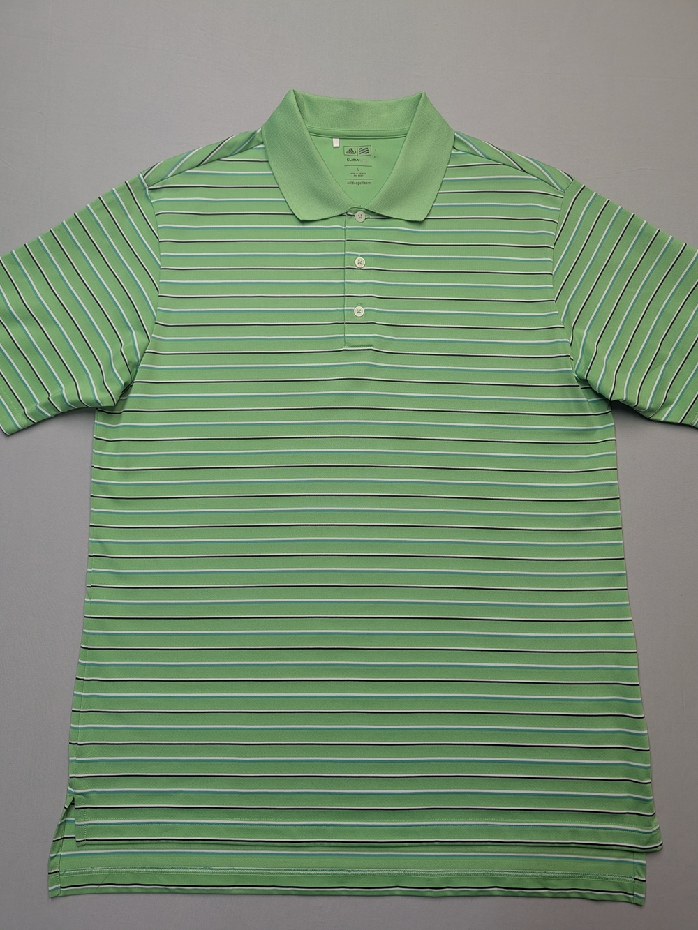 Adidas Climalite Golf Polo Shirt Men's L Green Striped Mojave Resort Golf Club